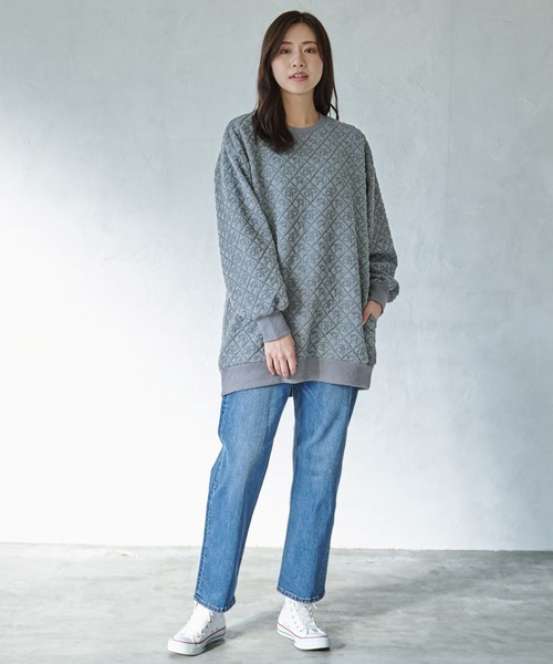 Arnold Palmer（アーノルドパーマー）の「アンブレラ ふくれジャガード チュニック（チュニック・レディース・アイボリー/杢グレー/サックスブルー・M/L/S）」の7枚目の写真