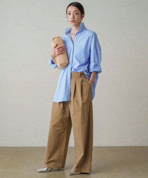 LOUNGEDRESS（ラウンジドレス）の「コットンオーバーシャツ（シャツ/ブラウス・レディース・ストライプ/オフホワイト・FREE）」の14枚目の写真