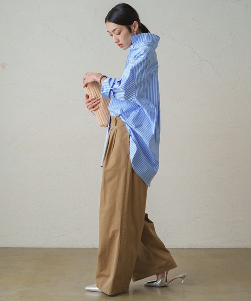 LOUNGEDRESS（ラウンジドレス）の「コットンオーバーシャツ（シャツ/ブラウス・レディース・ストライプ/オフホワイト・FREE）」の15枚目の写真