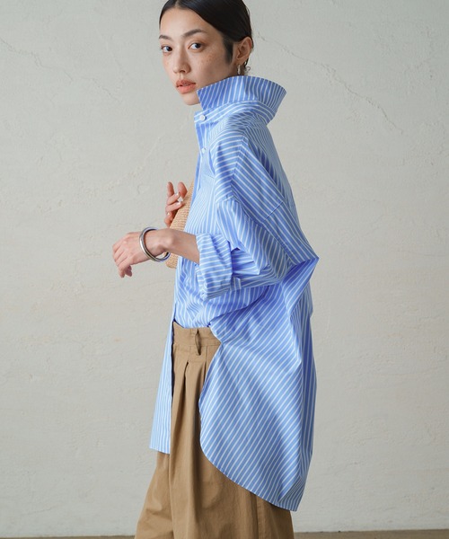 LOUNGEDRESS（ラウンジドレス）の「コットンオーバーシャツ（シャツ/ブラウス・レディース・ストライプ/オフホワイト・FREE）」の19枚目の写真