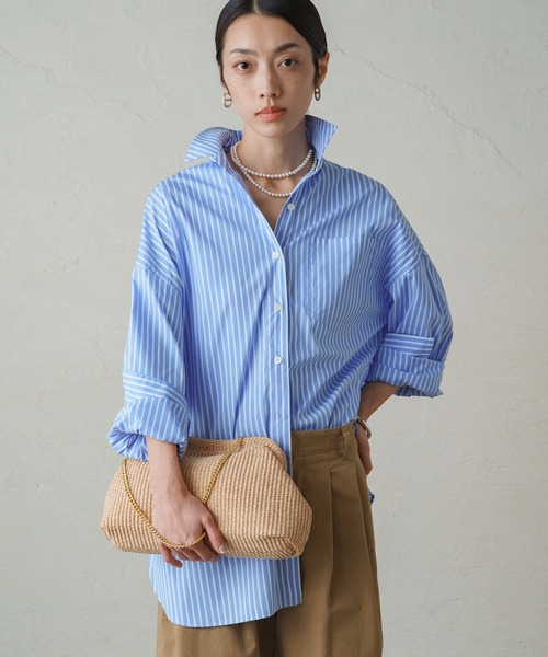 LOUNGEDRESS（ラウンジドレス）の「コットンオーバーシャツ（シャツ/ブラウス・レディース・ストライプ/オフホワイト・FREE）」の21枚目の写真