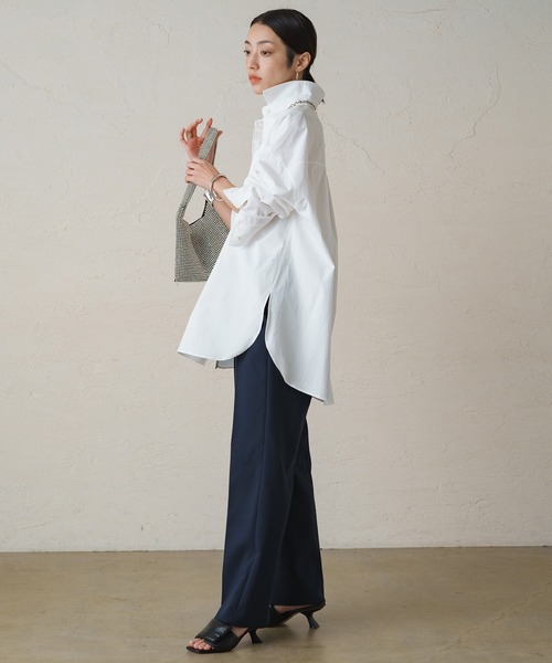 LOUNGEDRESS（ラウンジドレス）の「コットンオーバーシャツ（シャツ/ブラウス・レディース・ストライプ/オフホワイト・FREE）」の6枚目の写真