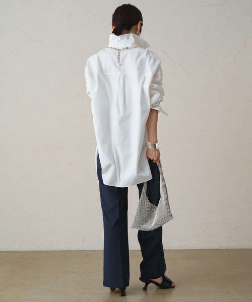 LOUNGEDRESS（ラウンジドレス）の「コットンオーバーシャツ（シャツ/ブラウス・レディース・ストライプ/オフホワイト・FREE）」の7枚目の写真