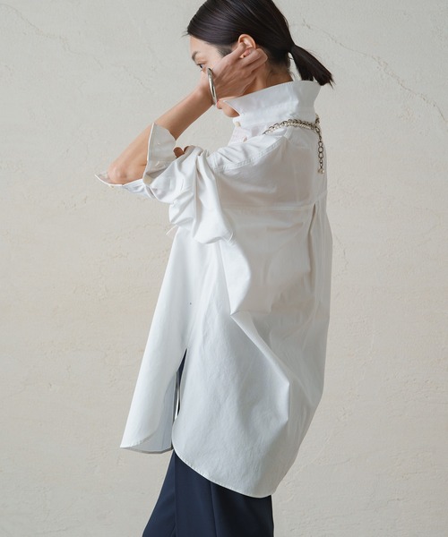 LOUNGEDRESS（ラウンジドレス）の「コットンオーバーシャツ（シャツ/ブラウス・レディース・ストライプ/オフホワイト・FREE）」の11枚目の写真