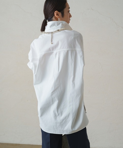 LOUNGEDRESS（ラウンジドレス）の「コットンオーバーシャツ（シャツ/ブラウス・レディース・ストライプ/オフホワイト・FREE）」の12枚目の写真