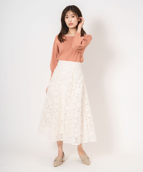 NOELA（ノエラ）の「チュール刺繍スカート（スカート・レディース・ラベンダー/カーキ/オフホワイト・S/M）」の5枚目の写真