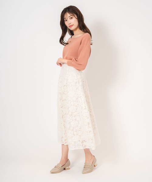 NOELA（ノエラ）の「チュール刺繍スカート（スカート・レディース・ラベンダー/カーキ/オフホワイト・S/M）」の6枚目の写真