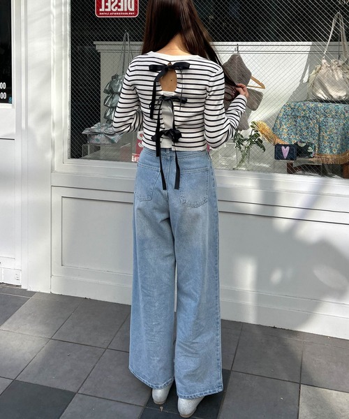 INGNI（イング）の「ウエストタックデニムパンツ（デニムパンツ・レディース・アイボリー/ブルー系その他3/グレー/ブルー系5/ライトグレー・S/M）」の15枚目の写真