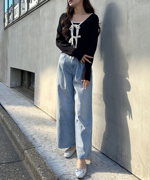 INGNI（イング）の「ウエストタックデニムパンツ（デニムパンツ・レディース・アイボリー/ブルー系その他3/グレー/ブルー系5/ライトグレー・S/M）」の19枚目の写真