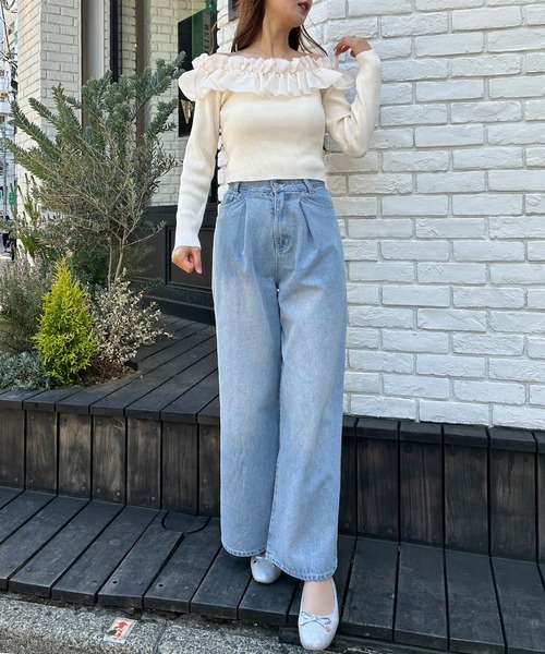 INGNI（イング）の「ウエストタックデニムパンツ（デニムパンツ・レディース・アイボリー/ブルー系その他3/グレー/ブルー系5/ライトグレー・S/M）」の18枚目の写真