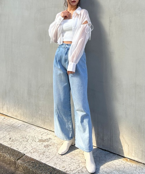 INGNI（イング）の「ウエストタックデニムパンツ（デニムパンツ・レディース・アイボリー/ブルー系その他3/グレー/ブルー系5/ライトグレー・S/M）」の22枚目の写真