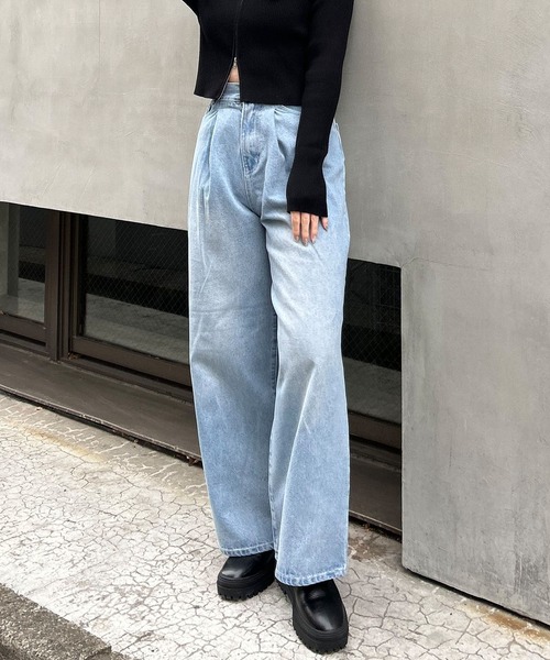 INGNI（イング）の「ウエストタックデニムパンツ（デニムパンツ・レディース・アイボリー/ブルー系その他3/グレー/ブルー系5/ライトグレー・S/M）」の11枚目の写真