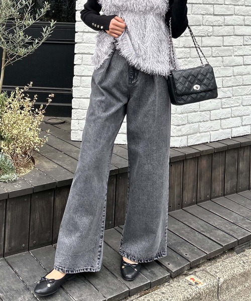 INGNI（イング）の「ウエストタックデニムパンツ（デニムパンツ・レディース・アイボリー/ブルー系その他3/グレー/ブルー系5/ライトグレー・S/M）」の7枚目の写真