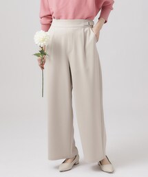 DRESKIP | きれいめコーデにマッチ サイドタブ付き ストレッチ ワイドパンツ(その他パンツ)