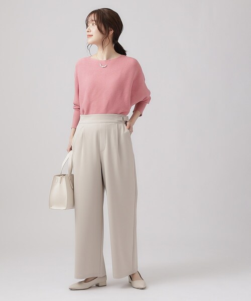 DRESKIP(ドレスキップ)の「◆【ストレッチ】きれいめコーデにマッチ サイドタブ付き ワイドパンツ(その他パンツ・レディース・ブラック/ナチュラル/ライトイエロー系・02/03/04)」の7枚目の写真