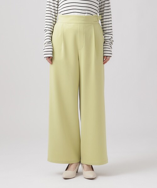 DRESKIP(ドレスキップ)の「◆【ストレッチ】きれいめコーデにマッチ サイドタブ付き ワイドパンツ(その他パンツ・レディース・ブラック/ナチュラル/ライトイエロー系・02/03/04)」の4枚目の写真