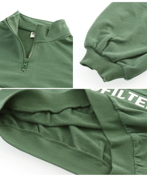 ANAP kids（アナップキッズ）の「ハーフジップバックロゴミニ裏毛トレーナー【親子お揃い】（スウェット・キッズ・オフホワイト/カーキ/ブラック・110cm/120cm/130cm）」の22枚目の写真