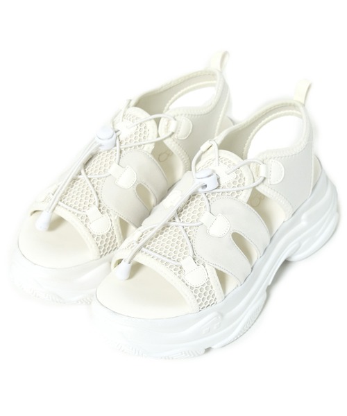 w closet（ダブルクローゼット）の「メッシュ切替スポサン（サンダル・レディース・オフホワイト/カーキ/ブラック・M/L）」の4枚目の写真