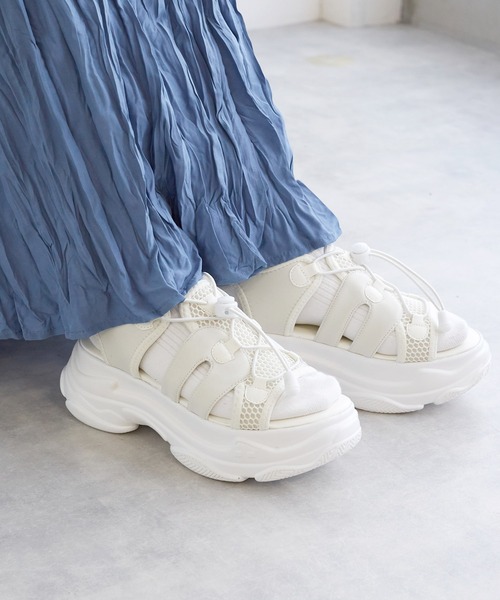 w closet（ダブルクローゼット）の「メッシュ切替スポサン（サンダル・レディース・オフホワイト/カーキ/ブラック・M/L）」の11枚目の写真