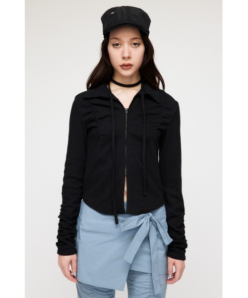 LAGUA GEM(ラグアジェム)の「FRONT ZIP CUT トップス(Tシャツ/カットソー・レディース・ブラック/ブルー/ピンク・FREE)」の6枚目の写真