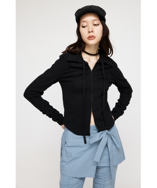 LAGUA GEM(ラグアジェム)の「FRONT ZIP CUT トップス(Tシャツ/カットソー・レディース・ブラック/ブルー/ピンク・FREE)」の5枚目の写真
