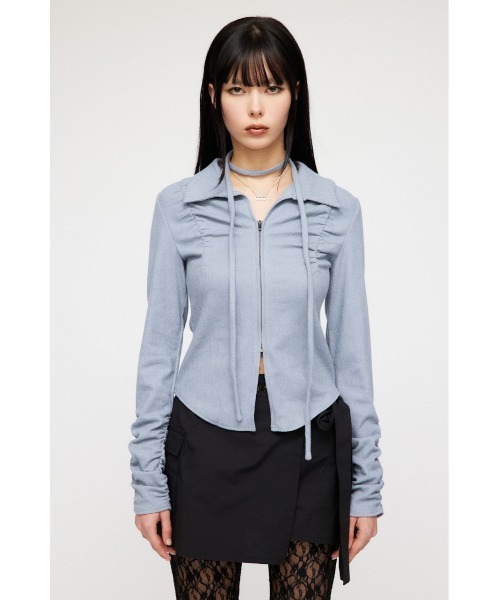 LAGUA GEM(ラグアジェム)の「FRONT ZIP CUT トップス(Tシャツ/カットソー・レディース・ブラック/ブルー/ピンク・FREE)」の9枚目の写真