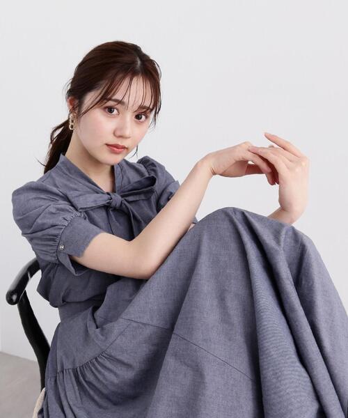 PROPORTION BODY DRESSING（プロポーションボディドレッシング）の「シャンブレーリボンボウタイブラウス / 1214110310（シャツ/ブラウス・レディース・ブラック/ダークネイビー・MEDIUM/SMALL）」の2枚目の写真