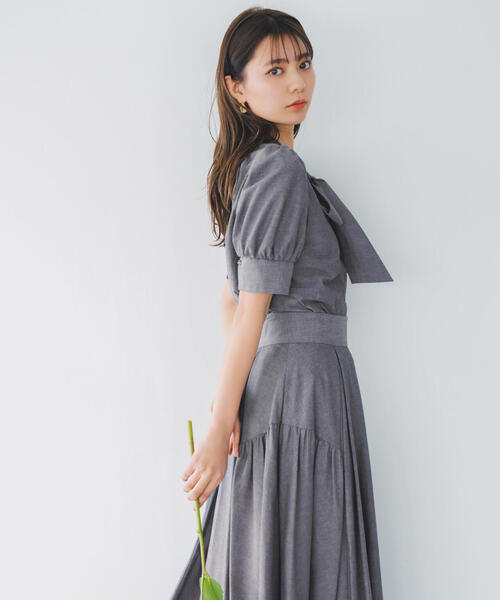 PROPORTION BODY DRESSING（プロポーションボディドレッシング）の「シャンブレーリボンボウタイブラウス / 1214110310（シャツ/ブラウス・レディース・ブラック/ダークネイビー・MEDIUM/SMALL）」の5枚目の写真