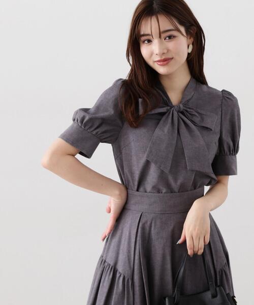 PROPORTION BODY DRESSING（プロポーションボディドレッシング）の「シャンブレーリボンボウタイブラウス / 1214110310（シャツ/ブラウス・レディース・ブラック/ダークネイビー・MEDIUM/SMALL）」の6枚目の写真