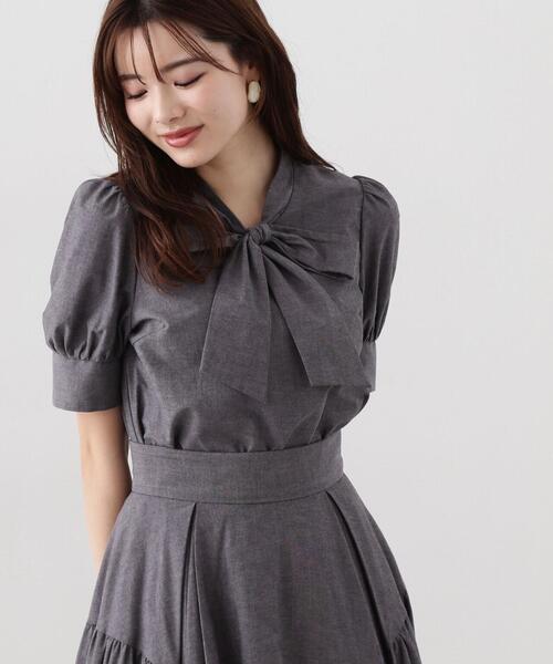 PROPORTION BODY DRESSING（プロポーションボディドレッシング）の「シャンブレーリボンボウタイブラウス / 1214110310（シャツ/ブラウス・レディース・ブラック/ダークネイビー・MEDIUM/SMALL）」の7枚目の写真