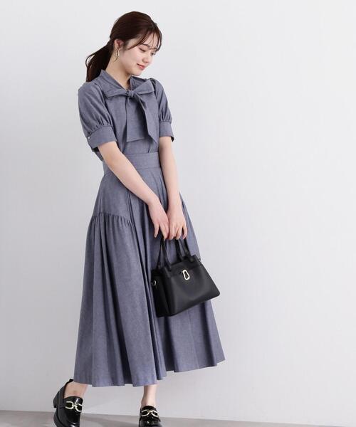 PROPORTION BODY DRESSING（プロポーションボディドレッシング）の「シャンブレーリボンボウタイブラウス / 1214110310（シャツ/ブラウス・レディース・ブラック/ダークネイビー・MEDIUM/SMALL）」の4枚目の写真