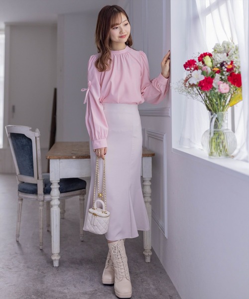 clear（クリア）の「≪再入荷≫袖リボンパフスリーブ長袖ブラウス[オフィスカジュアル 着回し抜群 大人]（シャツ/ブラウス・レディース・ベージュ/ピンク/オフホワイト・F）」の17枚目の写真