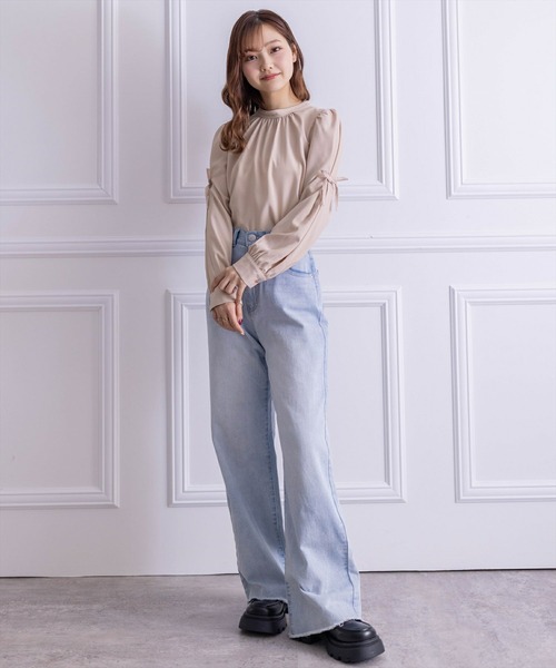 clear（クリア）の「≪再入荷≫袖リボンパフスリーブ長袖ブラウス[オフィスカジュアル 着回し抜群 大人]（シャツ/ブラウス・レディース・ベージュ/ピンク/オフホワイト・F）」の18枚目の写真