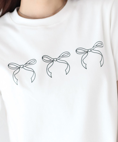 BLUEEAST（ブルーイースト）の「リボンプリントTシャツ（Tシャツ/カットソー・レディース・グレー/ホワイト/ネイビー・MEDIUM）」の11枚目の写真