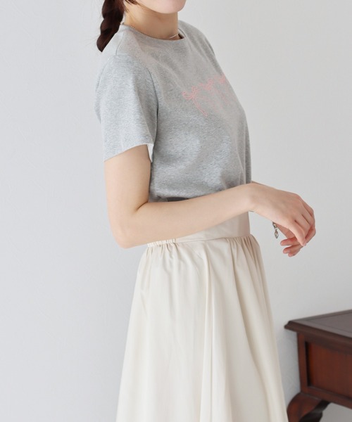 BLUEEAST（ブルーイースト）の「リボンプリントTシャツ（Tシャツ/カットソー・レディース・グレー/ホワイト/ネイビー・MEDIUM）」の16枚目の写真