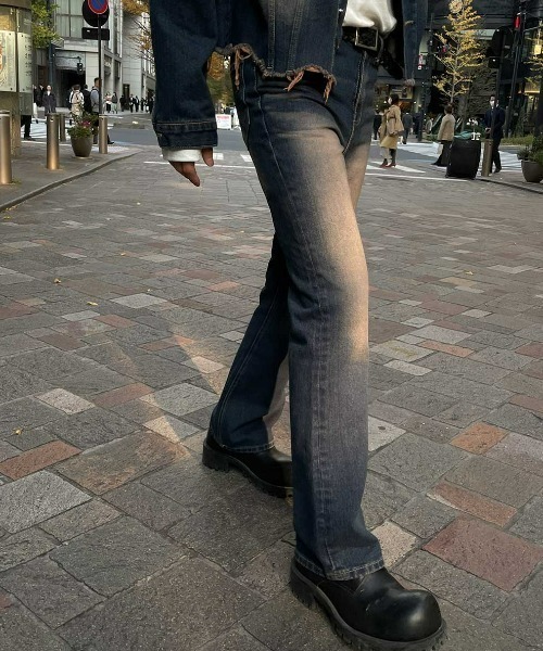ASCLO(エジュクロ)の「ASCLO Brownie Bootcut Denim Pants(デニムパンツ・メンズ・ダークブルー・LARGE/MEDIUM/SMALL)」の3枚目の写真
