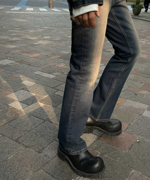 ASCLO(エジュクロ)の「ASCLO Brownie Bootcut Denim Pants(デニムパンツ・メンズ・ダークブルー・LARGE/MEDIUM/SMALL)」の4枚目の写真