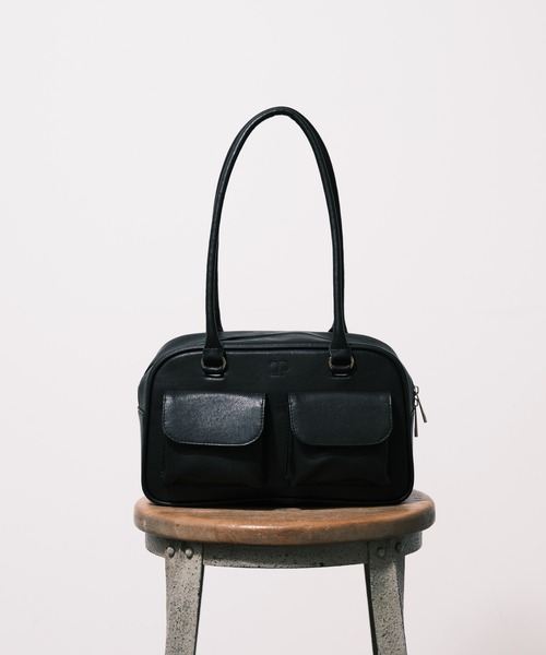 CIAOPANIC（チャオパニック）の「ダブルポケットボストンバッグ（ハンドバッグ・レディース・ブラック/シルバー/グリーン・FREE）」の7枚目の写真