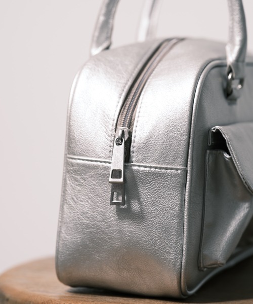 CIAOPANIC（チャオパニック）の「ダブルポケットボストンバッグ（ハンドバッグ・レディース・ブラック/シルバー/グリーン・FREE）」の10枚目の写真