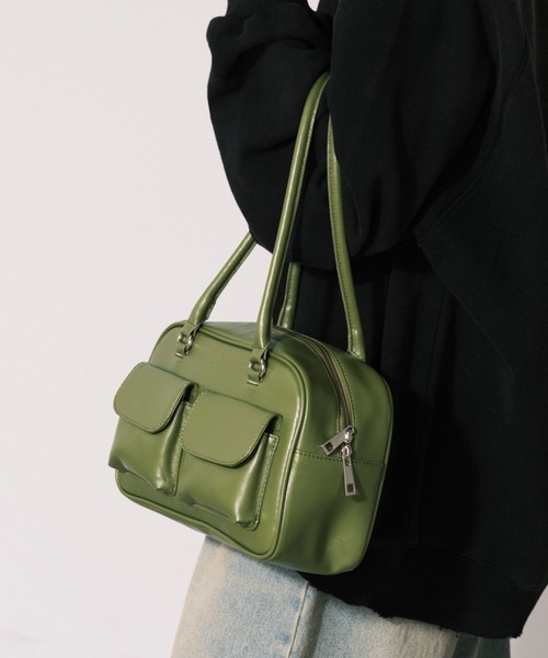 CIAOPANIC（チャオパニック）の「ダブルポケットボストンバッグ（ハンドバッグ・レディース・ブラック/シルバー/グリーン・FREE）」の21枚目の写真