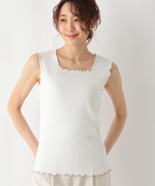 GLOBAL WORK（グローバルワーク）の「Beauteeメローリブタンク/987160（タンクトップ・レディース・モカ/ミント/ホワイト×ブラック/ブラック×ホワイト/ホワイト×ブラウン・LARGE/MEDIUM）」の3枚目の写真