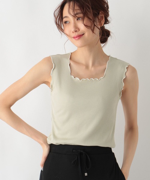 GLOBAL WORK（グローバルワーク）の「Beauteeメローリブタンク/987160（タンクトップ・レディース・モカ/ミント/ホワイト×ブラック/ブラック×ホワイト/ホワイト×ブラウン・LARGE/MEDIUM）」の5枚目の写真