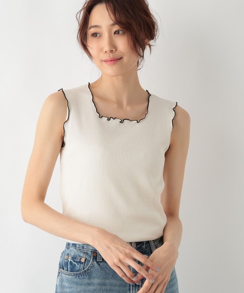 GLOBAL WORK（グローバルワーク）の「Beauteeメローリブタンク/987160（タンクトップ・レディース・モカ/ミント/ホワイト×ブラック/ブラック×ホワイト/ホワイト×ブラウン・LARGE/MEDIUM）」の14枚目の写真