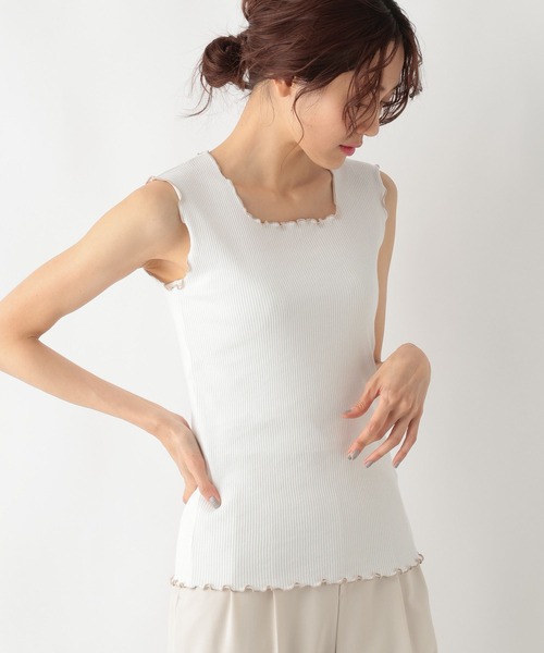 GLOBAL WORK（グローバルワーク）の「Beauteeメローリブタンク/987160（タンクトップ・レディース・モカ/ミント/ホワイト×ブラック/ブラック×ホワイト/ホワイト×ブラウン・LARGE/MEDIUM）」の19枚目の写真