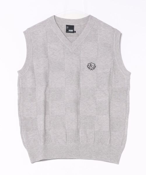 FCMM(エフシーエムエム)の「BLOCK KNIT VEST/ブロックニットベスト(ベスト・メンズ・アイボリー/グレー/ピンク・MEDIUM/LARGE)」の1枚目の写真
