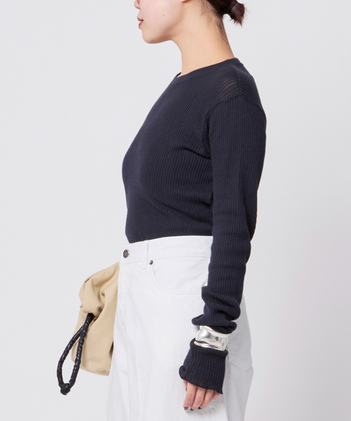 AP STUDIO（エーピーストゥディオ）の「【CAROUSELAMBRA】ルーズロングスリーブクルーネックティーシャツ（Tシャツ/カットソー・レディース・ブラック/ホワイト/ネイビー・FREE）」の4枚目の写真