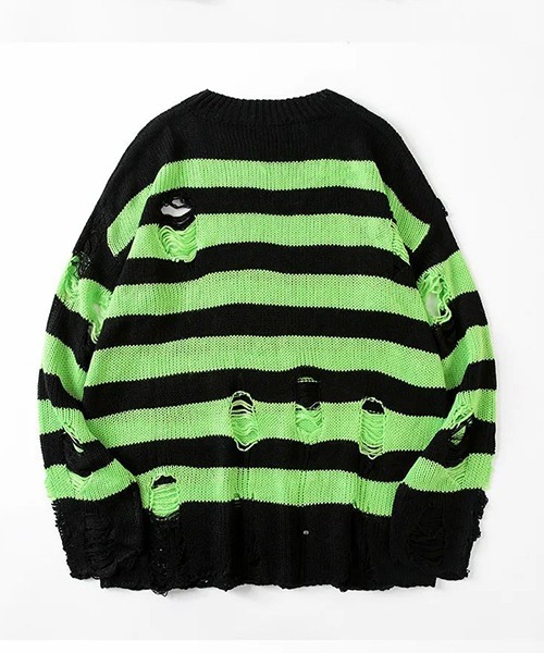 《WARAIJOGO》ダメージ加工オーバーサイズボーダーニット（ニット/セーター）｜WARAIJOGO（ワライジョウゴ）
