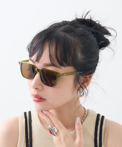 FREAK'S STORE（フリークスストア）の「UVカットスクエアアイウエア（サングラス・レディース・ブラック/オリーブ/その他16・ONE SIZE）」の6枚目の写真