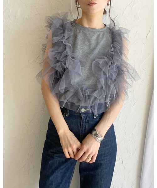 tシャツ ダブルチュールオフショルダートップス レディース 楽天市場】【OUTLET！クーポンで1,734円】 チュール トップス
