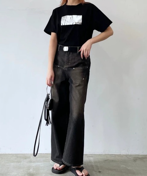 ANOTHER S(アナザーエス)の「箔プリントシルバーヴィンテージプリントTシャツ(Tシャツ/カットソー・レディース・ブラック×シルバー/ホワイト×シルバー/ホワイト×ゴールド/ブラック×ゴールド・FREE)」の7枚目の写真